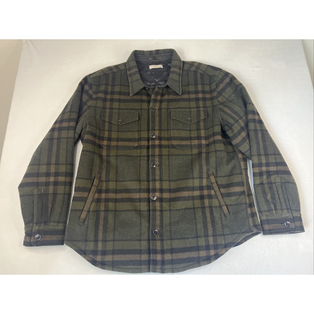 J. Crew Wallace & Barnes Spruce Wool Plaid Primaloft Lined Shirt Jacket XL Green